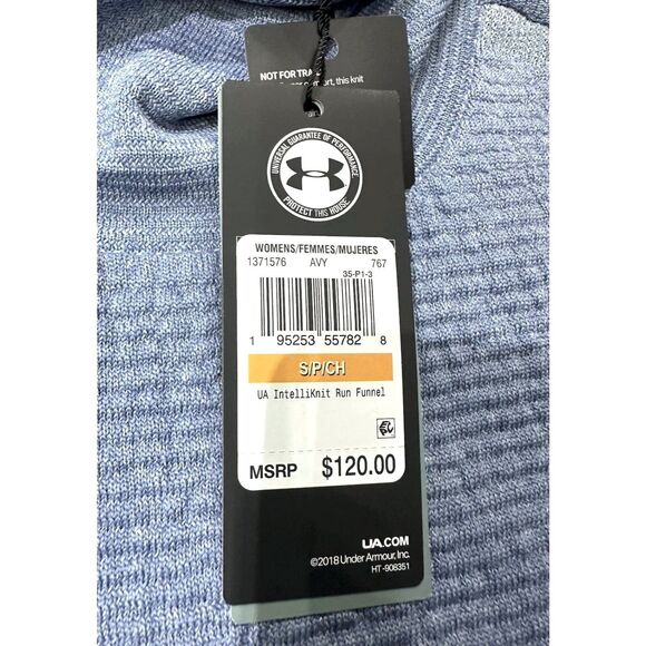 New Under Armour UA Intelliknit Run Funnel Pullover 1371576-767 Blue Women Small - Picture 8 of 15